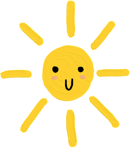 Cute happy Sun Oil Painted Kid Style Sticker